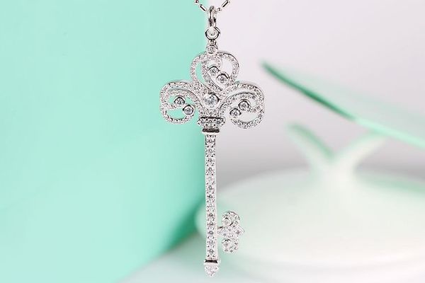 

2018 new key sweater chain crystals from high-quality necklaces jewelry for women christmas party wedding jewelery, Silver