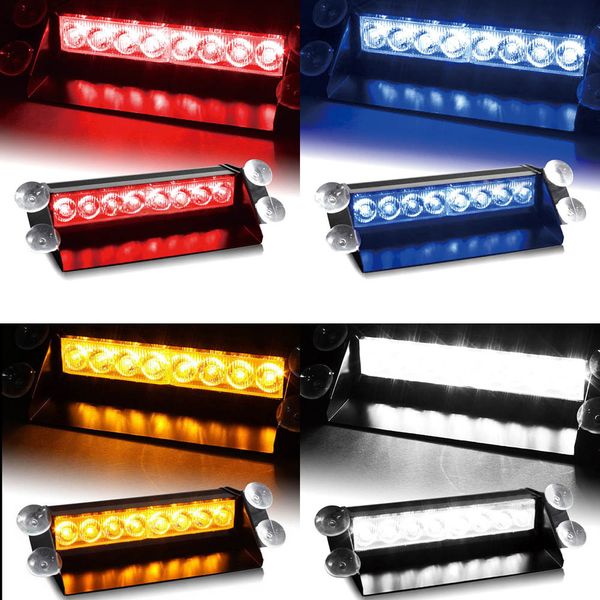 

castaleca car led emergency strobe flash warning light 12v 8 led flashing lights red blue white green lights car styling