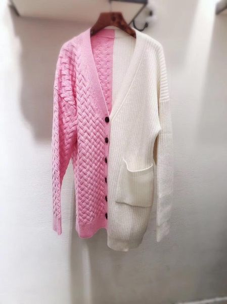 

2018 women fashion colorblocked knitted cardigan sweater, White;black