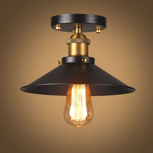 

industrial flush mount ceiling lamp 1 light black metal light fixture for hallway/ dining room/living room kitchen lighting