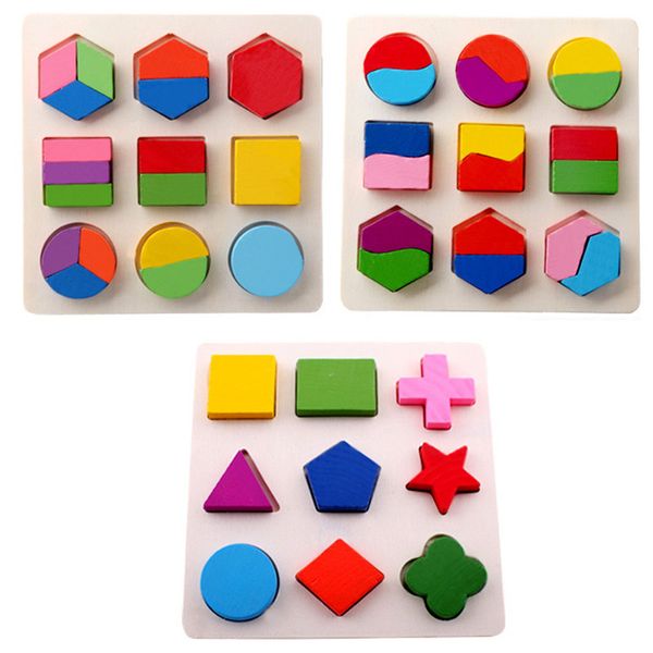 Bloco de constru￧￣o Baby Wooden Puzzle Kids Geometria Shape Jagsaw Puzzle Children Montessori Early Intelectual Educacional Treinamento Brinquedado