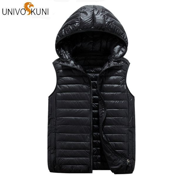 

univos kuni 2018 new warm autumn winter homme down cotton coat solid color sleeveless fit slim men hoody casual male vest q535, Black;white