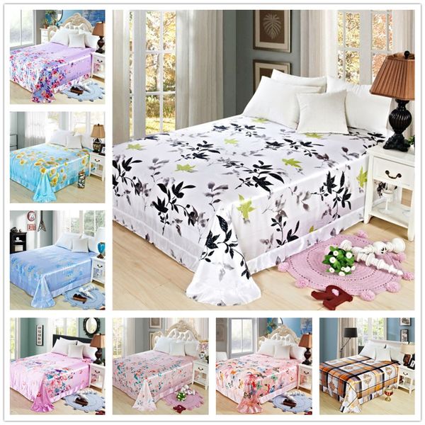 

pastoral floral silky bright smooth bedding sheet earthing bedsheet shams bed covers double satin bed flat sheet set king size
