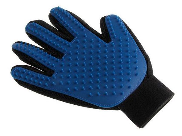 a buon mercato Pet Dog Cat Bath Grooming Glove Brush Cani Pulizia Massaggio Pettine Guanto per la rimozione di peli e pellicce Five Fingers Blue