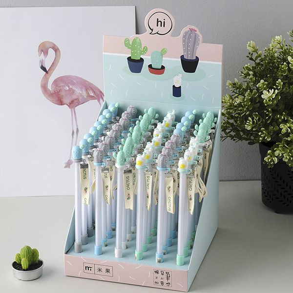 

junhui creative stationery pen cactus with ribbon pendant 0.5mm gel pen student black water needle support wholesale