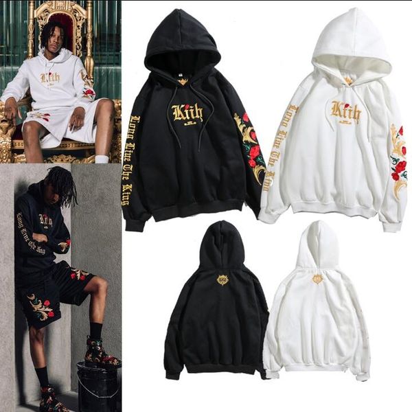 

Mens Designer Hoodies KITH Floral Letter Embroidered Sweatshirts High Street Man Hoodie 2 Colors Fashion Kanye Sweatshirt