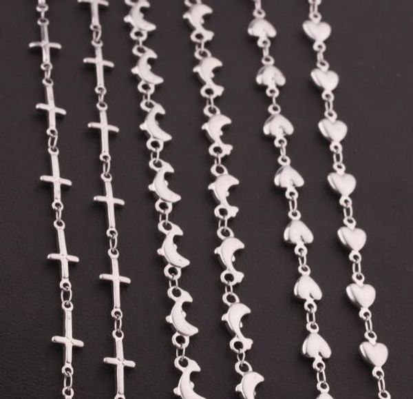 

mixe style 12pcs lot (each style 4pcs) stainless steel strong welding cross chain.heart chain dolphin chain necklace silver women 18-32&#039
