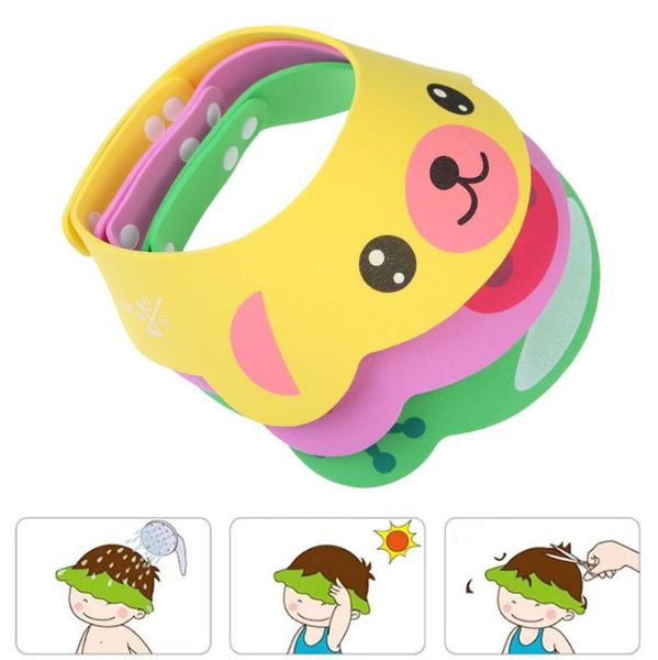 

cute adjustable baby kids shampoo cap waterproof face eye protect bath shower cap wash hair shield children caps