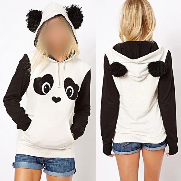

Casual S -3xl Cute Cotton Blended Women 'S Panda Fleece Pullover Hoodie Sweatshirts Hooded Coat Tops Hot