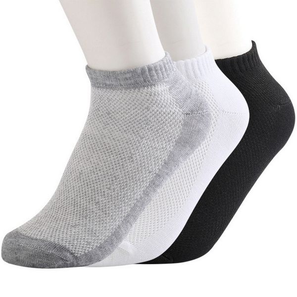

10pairs eur38-43 spring summer breathable mesh ankle socks for men white thin socks male black boat s33