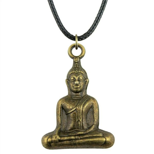 

wysiwyg 5 pieces leather chain necklaces pendants choker collar vintage necklace handmade buddha 35x23mm n6-a11263, Golden;silver