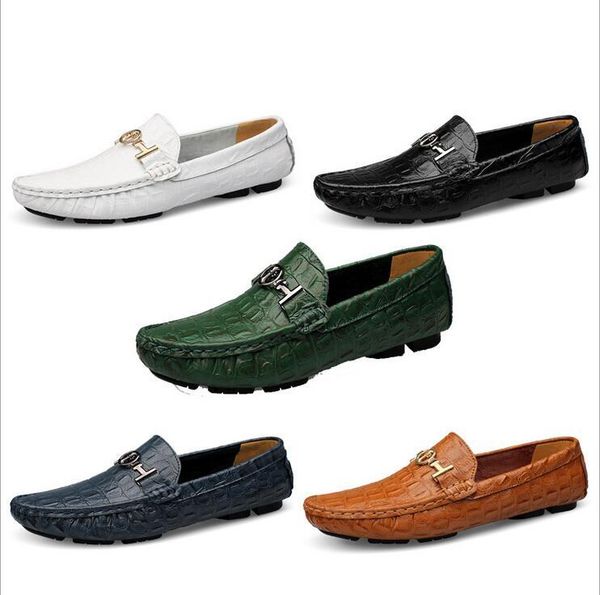 

Весна осень мода мужская скольжения на Повседневная обувь натуральная кожа Крокодил шаблон мужской дышащая кожа коровы плоские вождения обувь