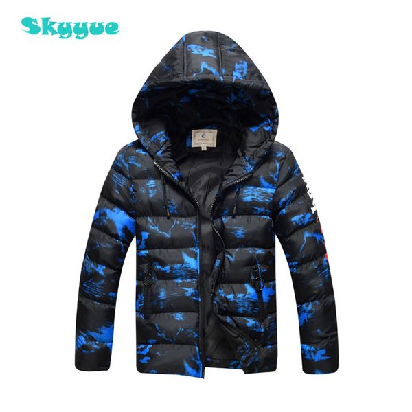 

big boys winter camouflage print cotton jacket chubby boys jacket large size 8,9,10 winter warm parka, Blue;gray