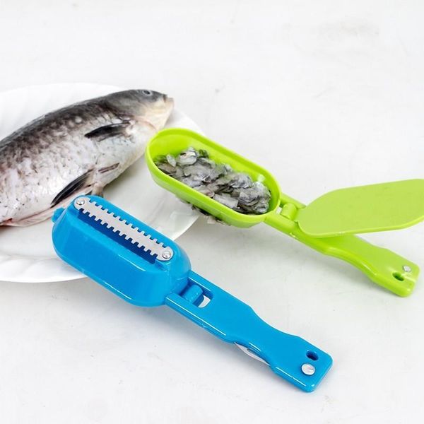 

reusable fish scale scraper sharp stainless steel blade descaler cleaning fishes skin erasing knife with clear cover anti hurt 2 1tt zz