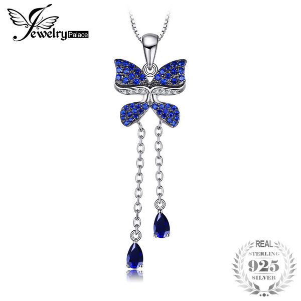 

jewelrypalace butterfly 0.8ct pear shape created sapphire created blue spinel pendant 925 sterling silver not include a chain