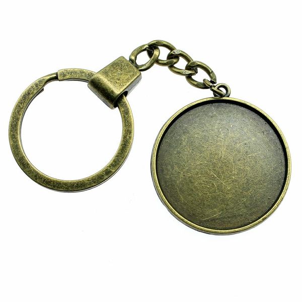 

6 pieces key chain women key rings couple keychain for keys classic single side inner size 30mm round cabochon cameo base tray bezel blank, Slivery;golden