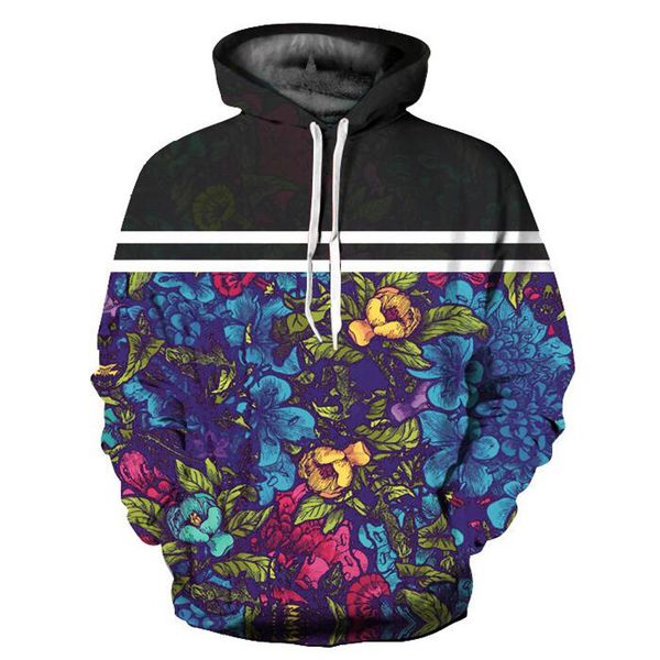 

новые моды красочные цветы 3d печати толстовки мода одежда женщины / мужчины толстовка повседневный пуловеры k220, Black