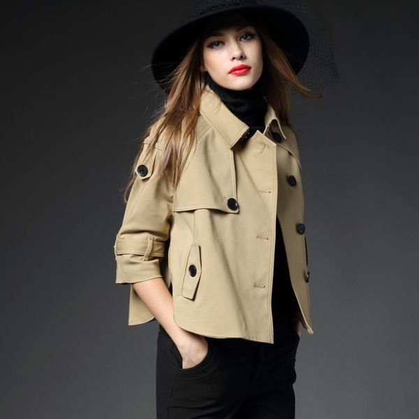 

2018 B знаменитое фирменное роскошное пальто Women's Trench Англия Стиль короткий плащ Overcoat классический костюм женский tops плюс размер