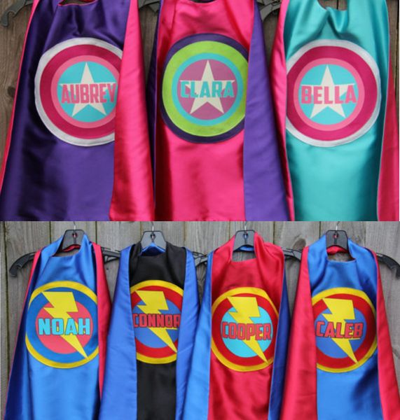 

full name - custom boy birthday present - personalized cape any name lots of colors party, Black;red