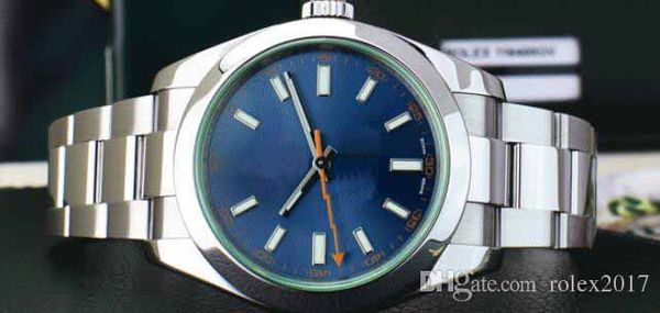 

men's luxury products 40mm stainless steel green crystal blue index 116400 movement automatic mens sport stainless watches, Slivery;brown