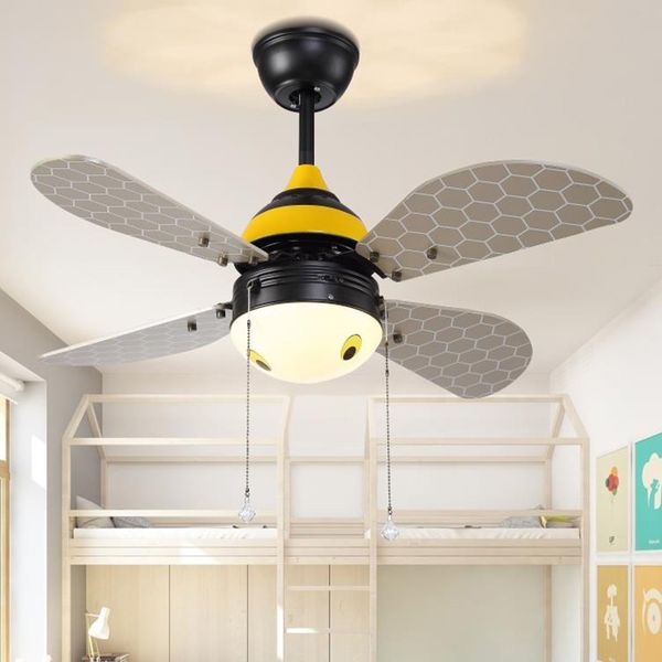 Art Deco Led Ceiling Fans Light Creative Bee Home Lighting Led Bedroom Kids Room Color Changing Fans Lamps With Remote Control Canada 2019 From