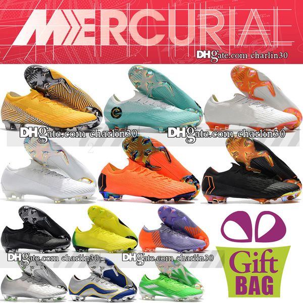 

New 2018 Soccer Shoes Mercurial Vapor XII Elite FG Football Boots Mens Mercurial Socks ACC CR7 CR7 Neymar JR Soccer Cleats World Cup Boots