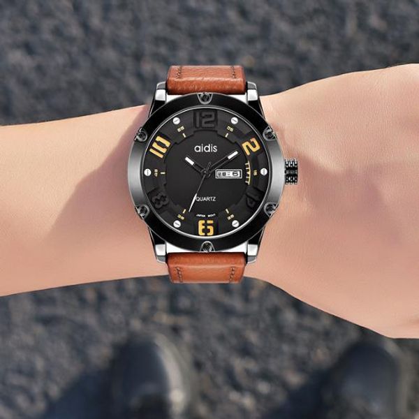 

simple hands quartz watch straps men's watch genuine leather fashion expert recommended waterproof fashion watches 2018, Slivery;brown