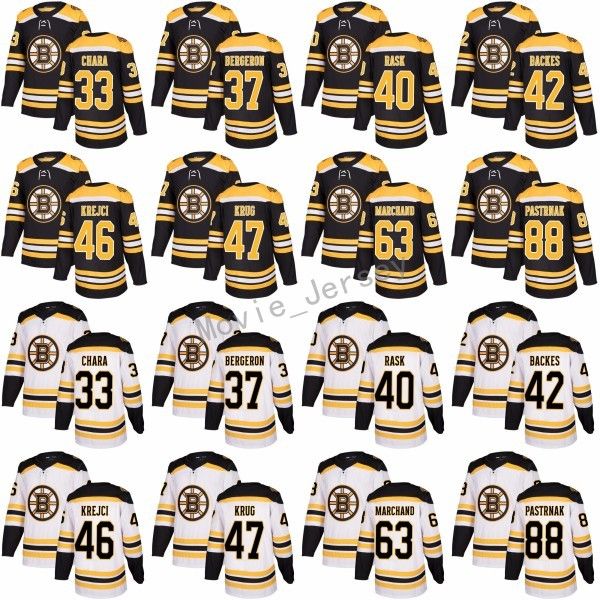 

Boston Bruins 33 Zdeno Chara Jersey 2017 2018 New Style 37 Patrice 63 Brad Marchand Jerseys Black White 88 David Pastrnak Black