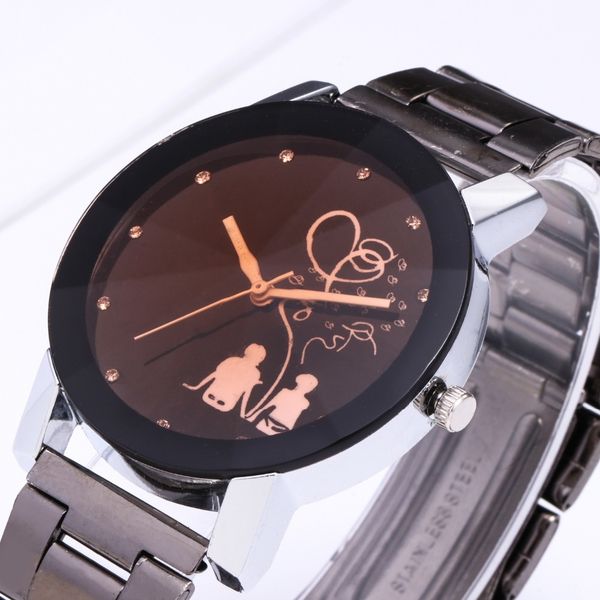 

watch lover reloj hombre fashion luxury quartz watches stainless steel bracelet casual watch men womne watches relogio masculino, Slivery;brown