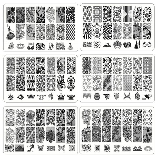 

1pcs 10 patterns lace flower pattern nail art stamp template nail stamping plates image diy printed suit printing plate mz0150, White