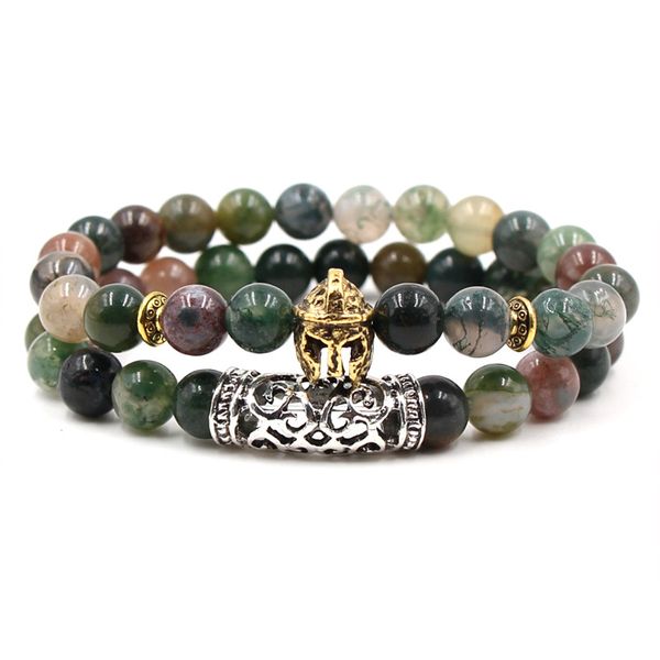 

2pc/set natural stone 8mm india agate bracelet buddha beads yoga bangles for women & men gift, Black