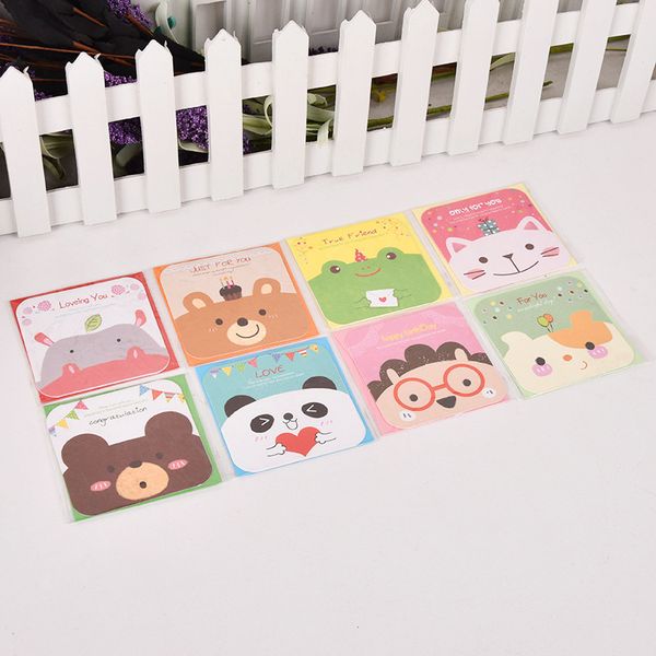 

cute cartoon animal greeting card small gift card message notes invitation stationery for birthday kids