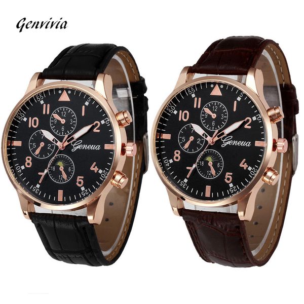 

retro design leather band analog alloy quartz wrist watch mens watches top digital relogio masculino business clock, Slivery;brown