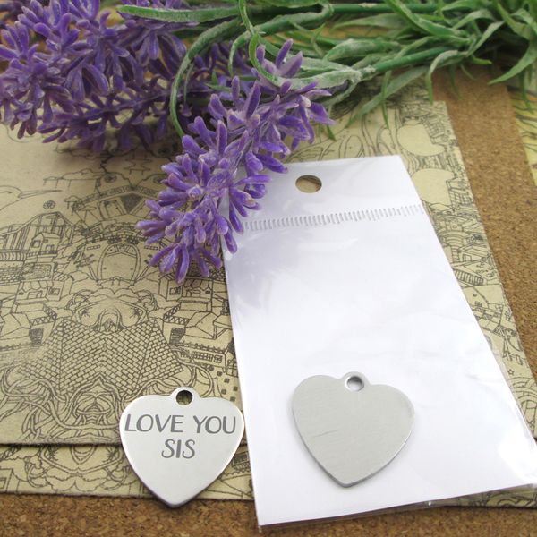 

40pcs--"love you sis"stainless steel charms more style for choosing diy charms pendants for necklace, Bronze;silver