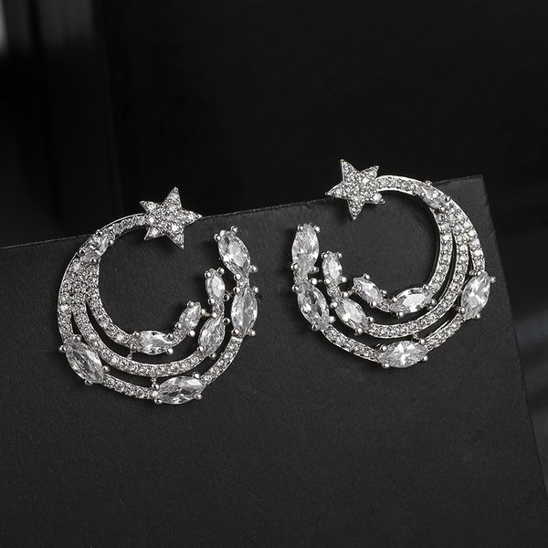 

2018 new fashion jewelry star stud earrings for women 925 sterling silver needle earrings female brinco, Golden;silver