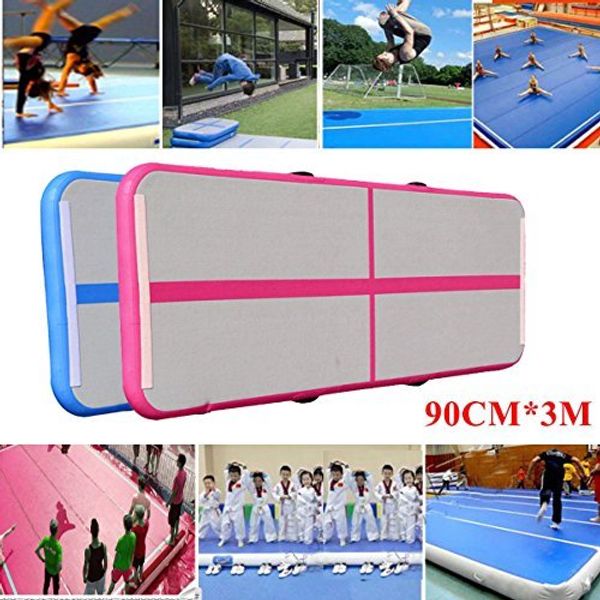 

with electric pump 3x1x0.1m(9.8*3.3*0.33ft) inflatable tumble track trampoline air track taekwondo gymnastics inflatable gym mat