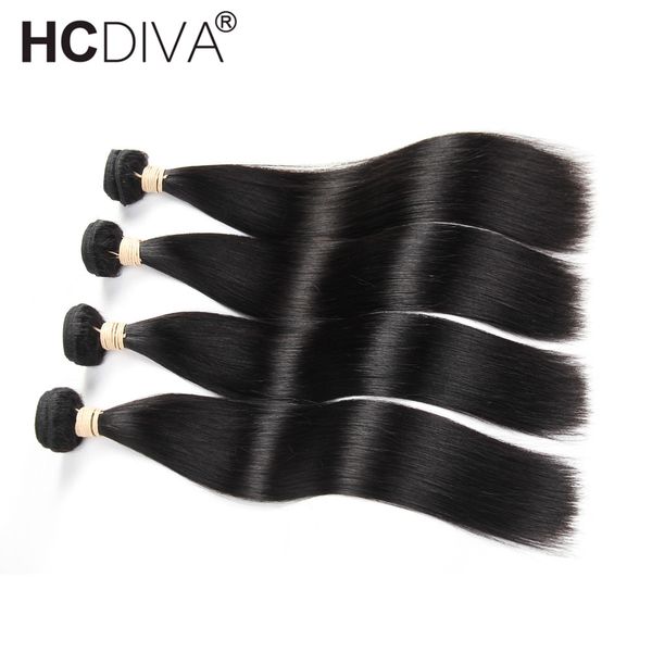 

hcdiva 4 пачки интернет-перуанские прямые наращивание волос не 10-32 дюймов человеческих волос пучки перуанские волосы ткать пучки, Black