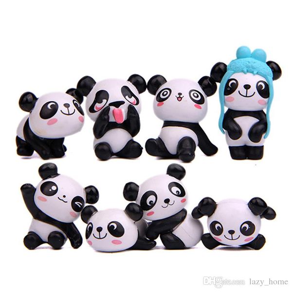 

8pcs set kawaii zakka cute panda pvc figures toys diy mini cartoon garden miniature pot culture garden decorations