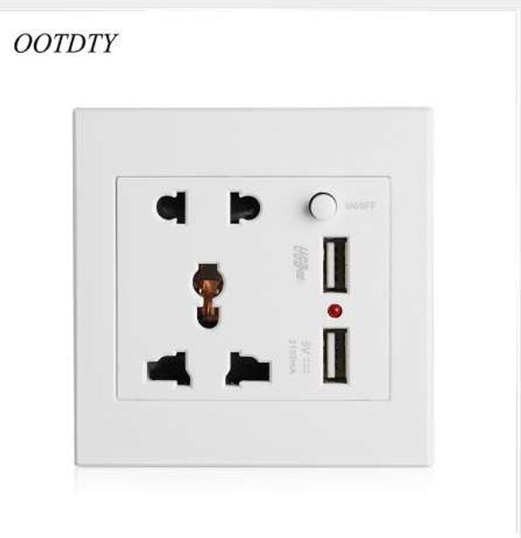 OOTDTY 2,1 A Dual-USB-Wandsteckdose, Ladegerät, AC/DC-Netzteil, Steckdosenleiste mit Schalter