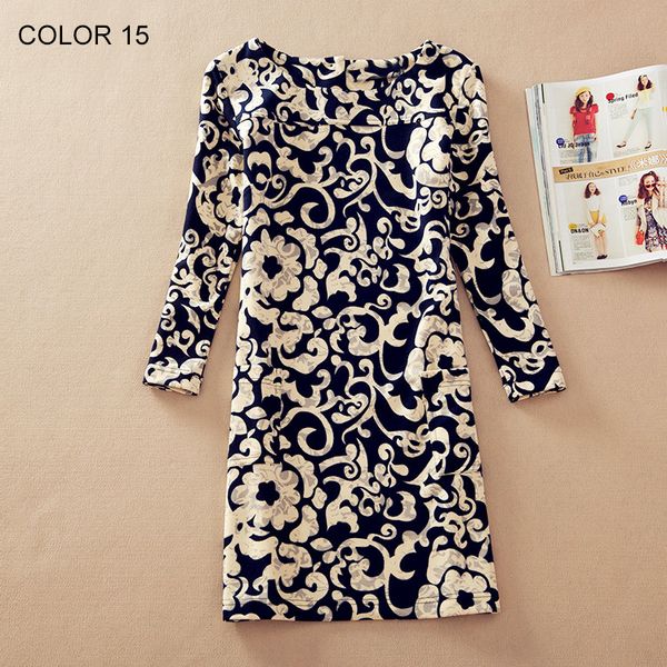 

new plus size women clothing spring fashion flower print women dress ladies long sleeve casual autumn dresses clothing ing, Black;gray