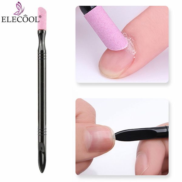 

elecool 1pc double-end quartz exfoliator nail cuticle remover dead skin pusher trimmer manicure grinding rods nail files tool