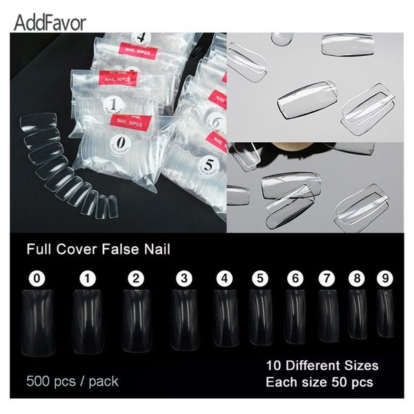 

addfavor 500pc/pack clear false nail manicure tool nail extension decoration art fake tips full cover beauty diy salon, Red;gold