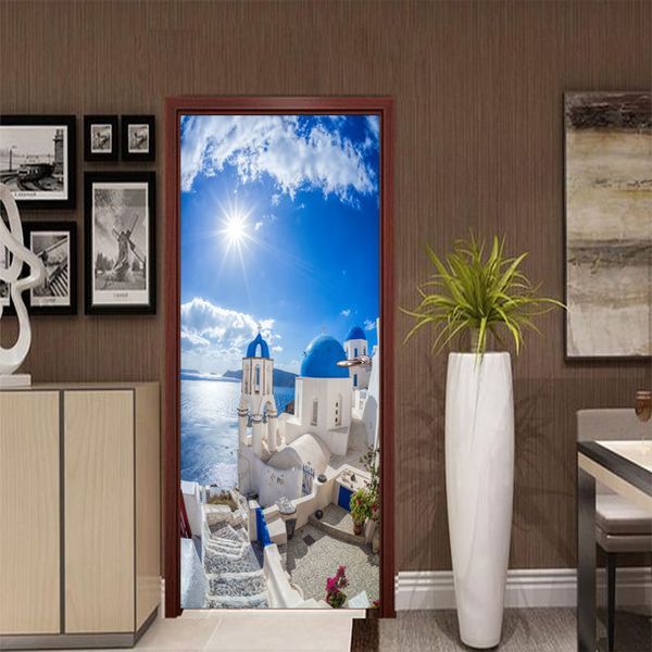 

3d ps hd 3d vinyl wallpaper interior wallpaper diy door stickers mural poster pvc door decal sticker imitation room decor