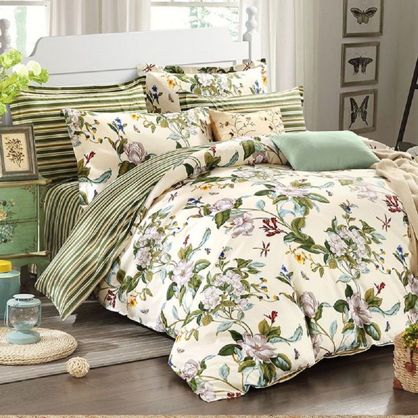 

winlife floral bedding american country style duvet cover set shabby vintage bedroom set girls bed cover 100% coon bed