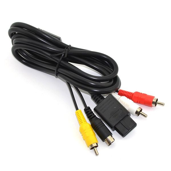 1,8m 6ft S-AV COMPOSITE S-VIDEO RCA VIDEO Áudio Vídeo AV cabo cabo cabo para N64 SNES GAMECUBE NGC DHL FedEx EMS Navio Livre