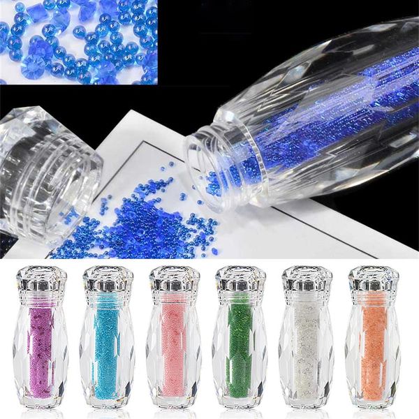 

1 box colorful mini caviar beads crystal art rhinestones glass 3d micro bead glitter diy nail art tool manicure decors uv gel, Silver;gold