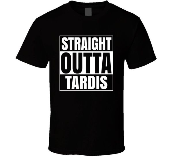 

straight outta tardis doctor who tv show funny t-shirt price 100 % cotton tee shirts men print cotton o necktee, White;black