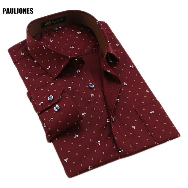 

pauljones 118x spring luxury cotton mens long sleeve printed floral business shirts china importing men clothing, White;black
