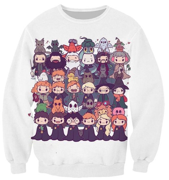 

новая мода женщины/мужчины мультфильм маг выпускной фото harauku стиль смешно 3d печатных crewneck кофты толстовки толстовки k51, Black