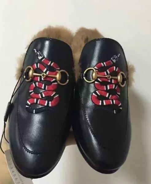 

Designer Shoes 2018 Winter Fur loafers tiger snake Princetown Women Driving Loafers Genuine Leather Fashion Moccasins Embroidery Luxury